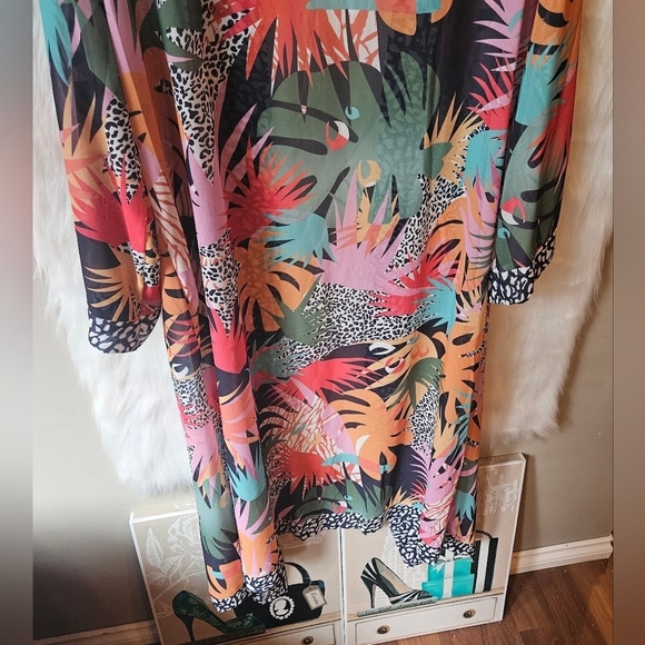 Vintage Tropical Jungle Longline Kimono/Cover-Up (NWOT) - Picture 5 of 8